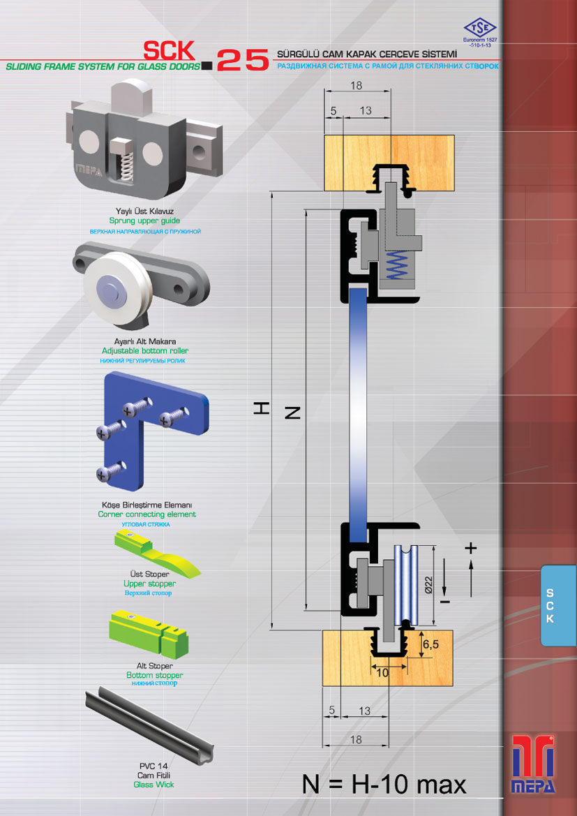 SCK-25 Sürgülü Cam Kapak Çerçeve Sistemi