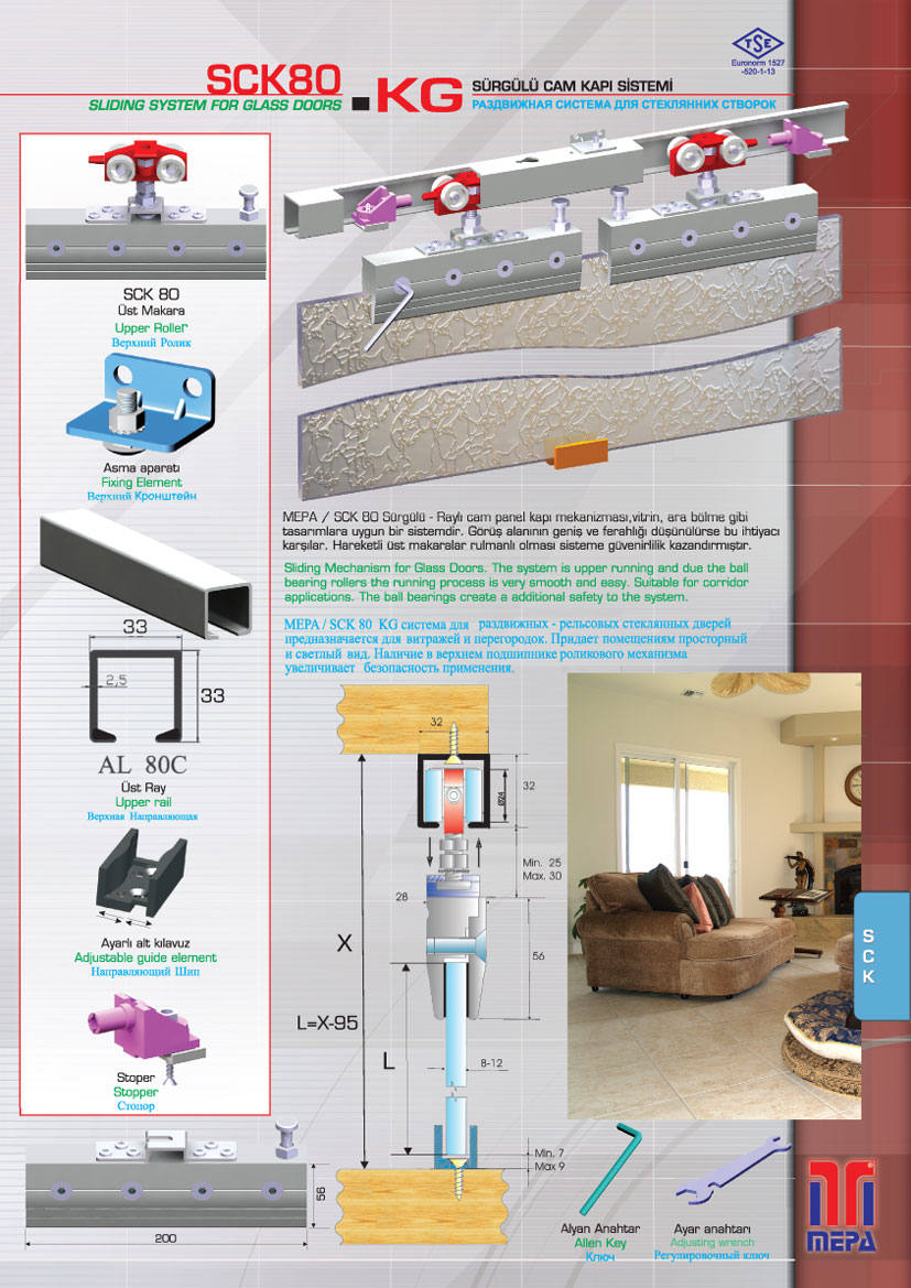 SCK-80 KG Sürgülü Cam Kapı Sistemi