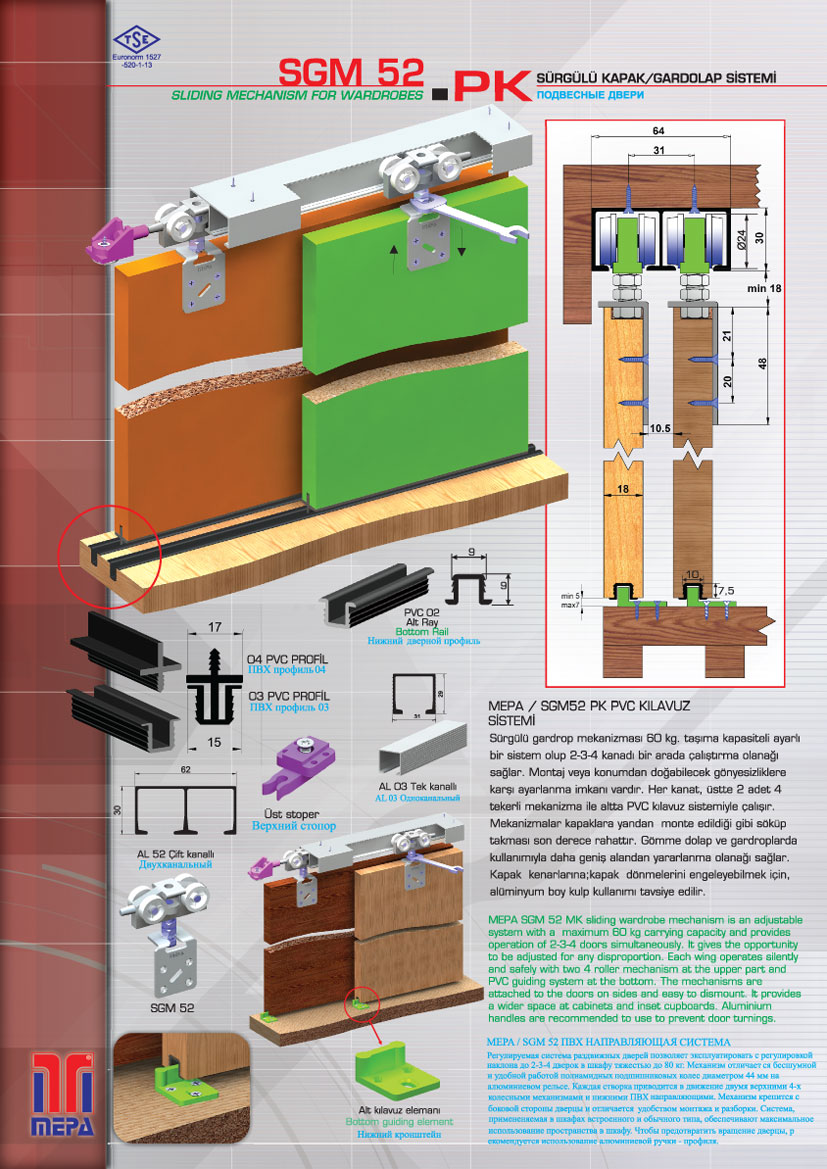 SGM 52 PK Sürgülü Kapak - Gardolap Sistemi