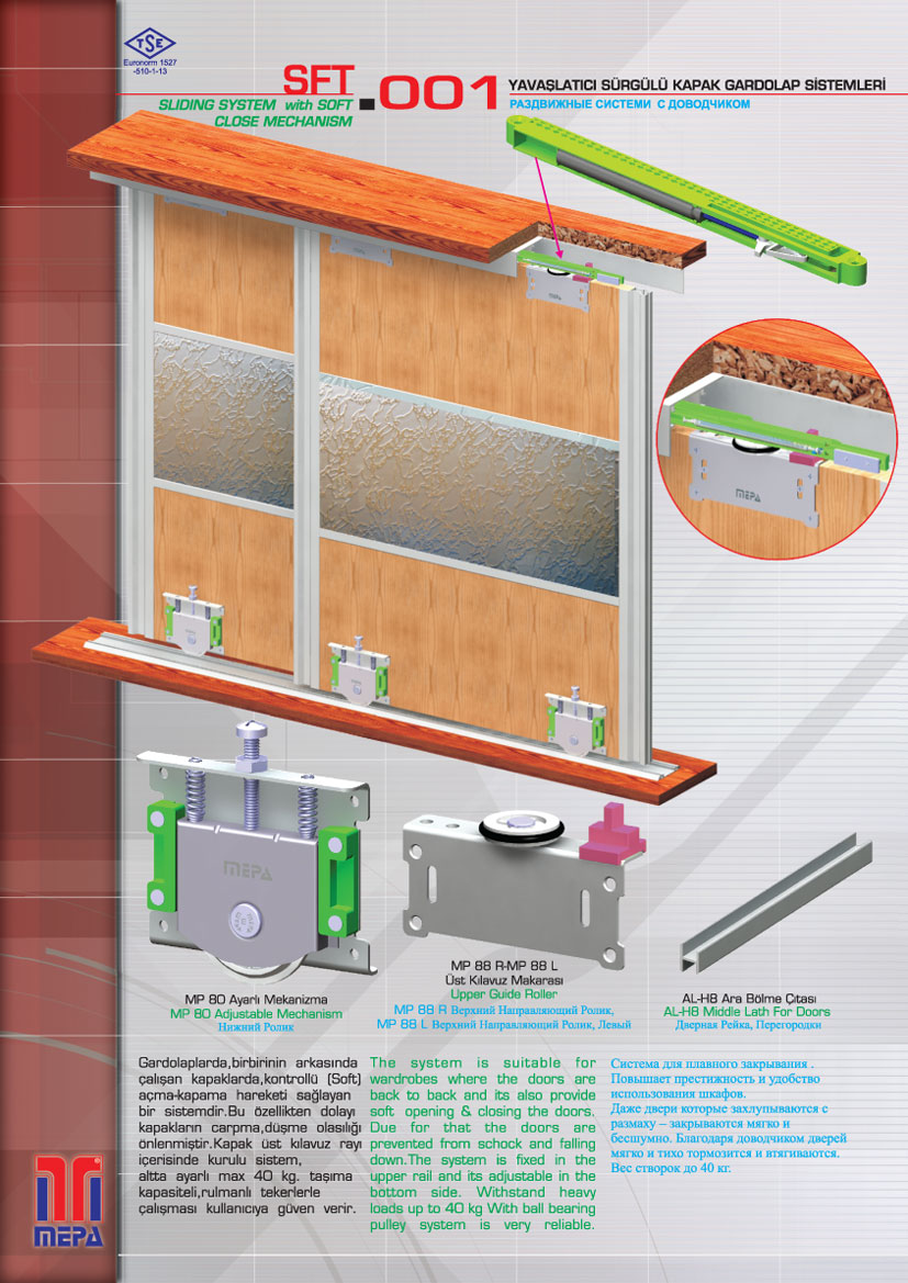 SFT-001 Yavaşlatıcı Sürgülü Kapak Gardolap Sistemleri
