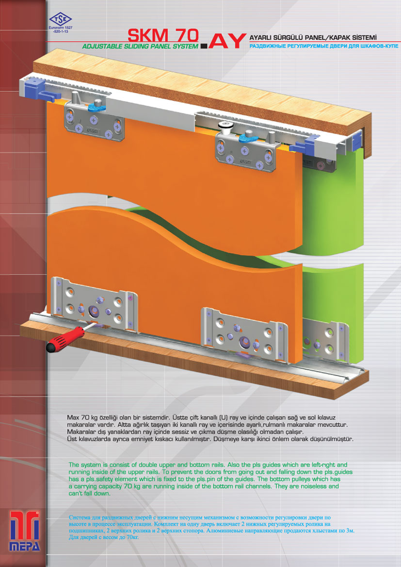 SKM-70-AY Ayarlı Sürgülü Panel-Kapak Sistemi