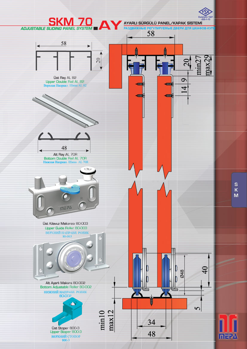 SKM-70-AY Ayarlı Sürgülü Panel-Kapak Sistemi
